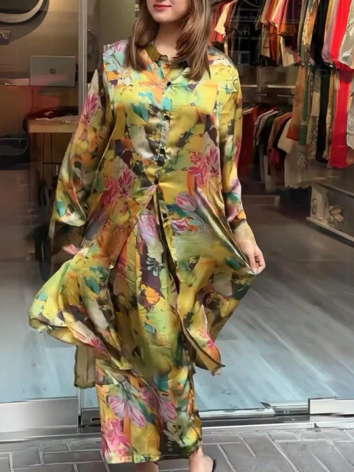 Quenira - Conjunto de 2 Piezas con Vestido Camisero Fluido