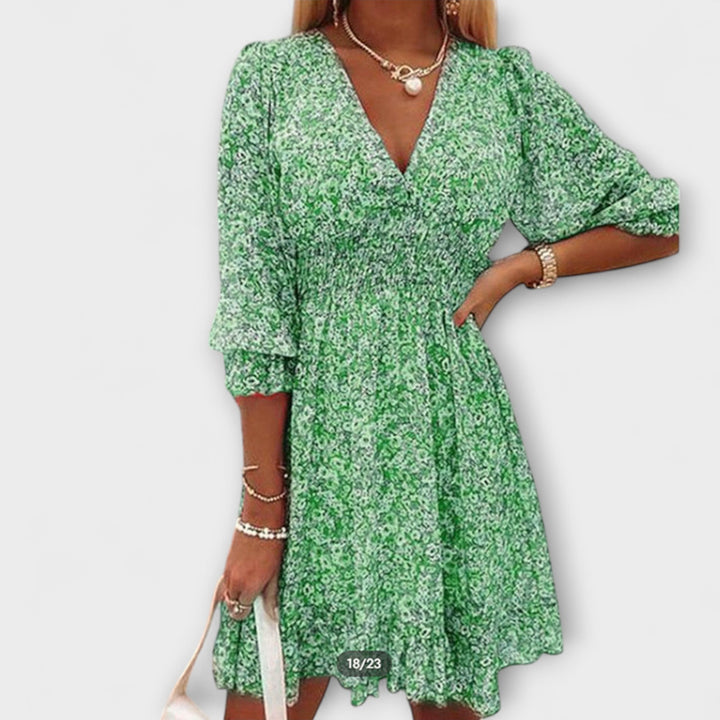 Shari - Vestido Floral Con Mangas Abullonadas