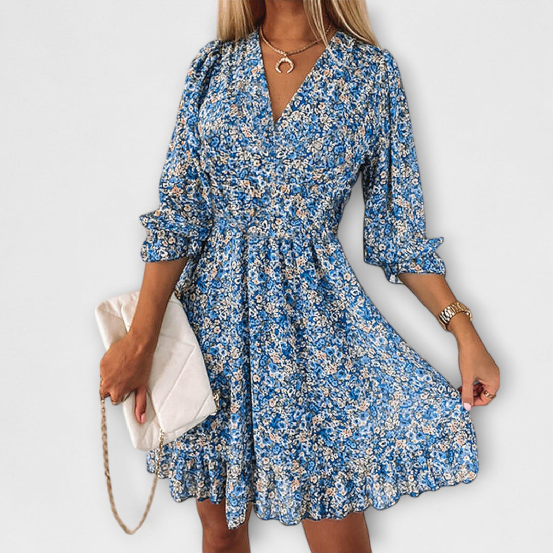 Shari - Vestido Floral Con Mangas Abullonadas