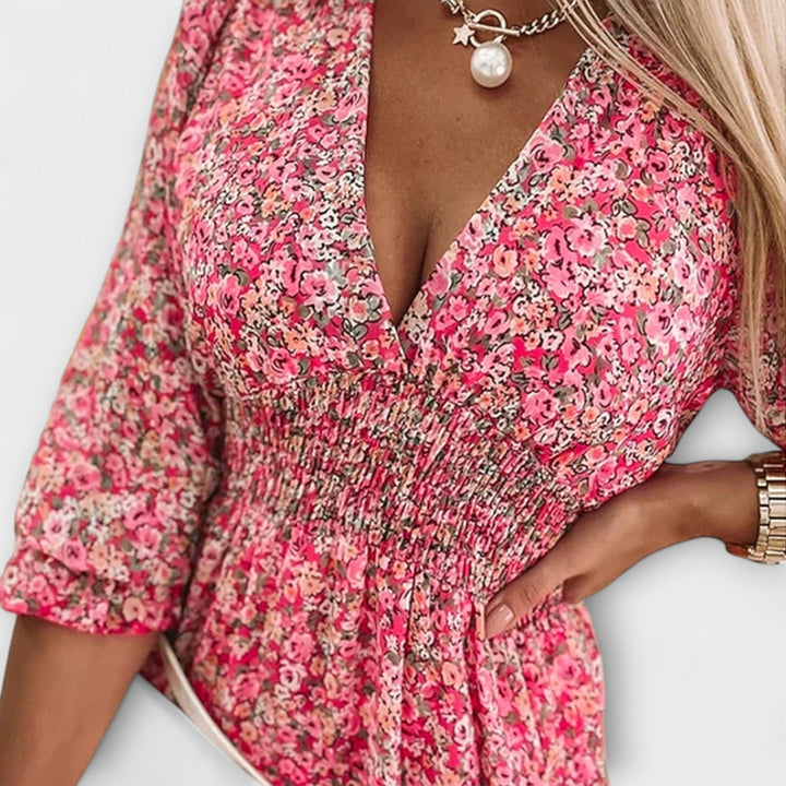 Shari - Vestido Floral Con Mangas Abullonadas