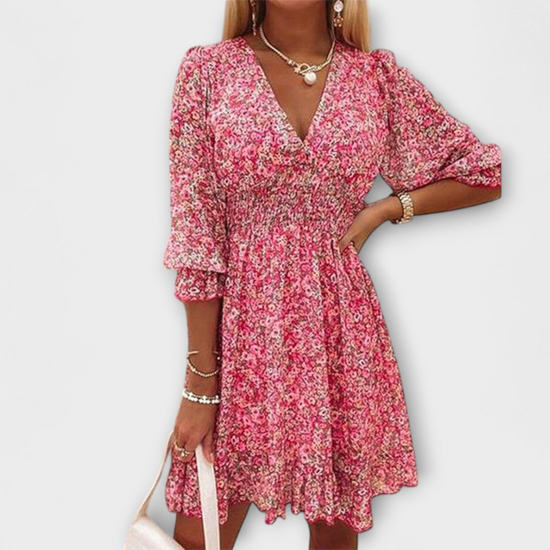 Shari - Vestido Floral Con Mangas Abullonadas