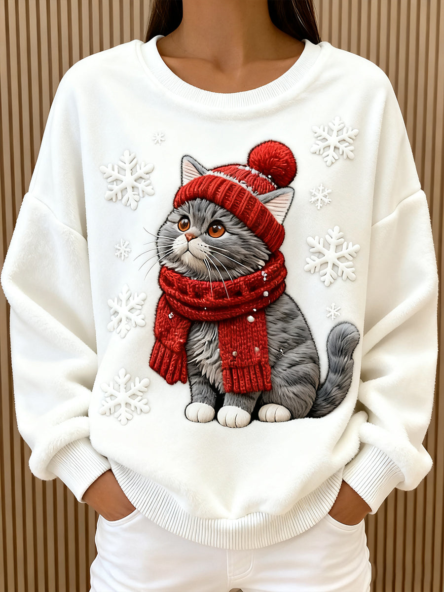Aino - Jersey Navideño Con Diseño De Gato De Peluche