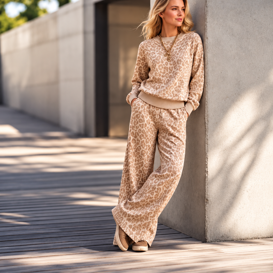 Hiniza - Conjunto De Dos Piezas Con Estampado De Leopardo