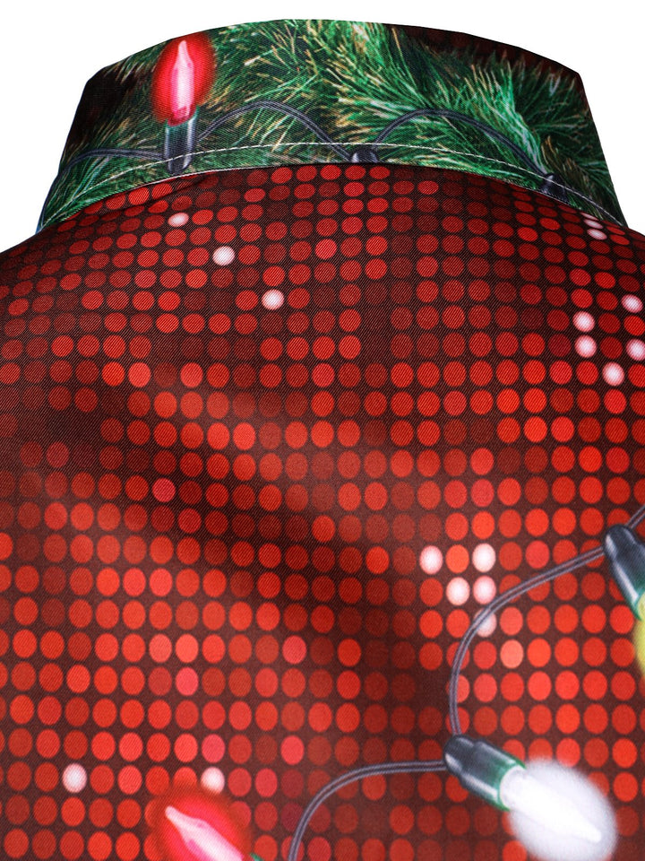 Bryce - Conjunto navideño Divertido para Hombre Camisa de manga Larga con Botones y Estampado Temático