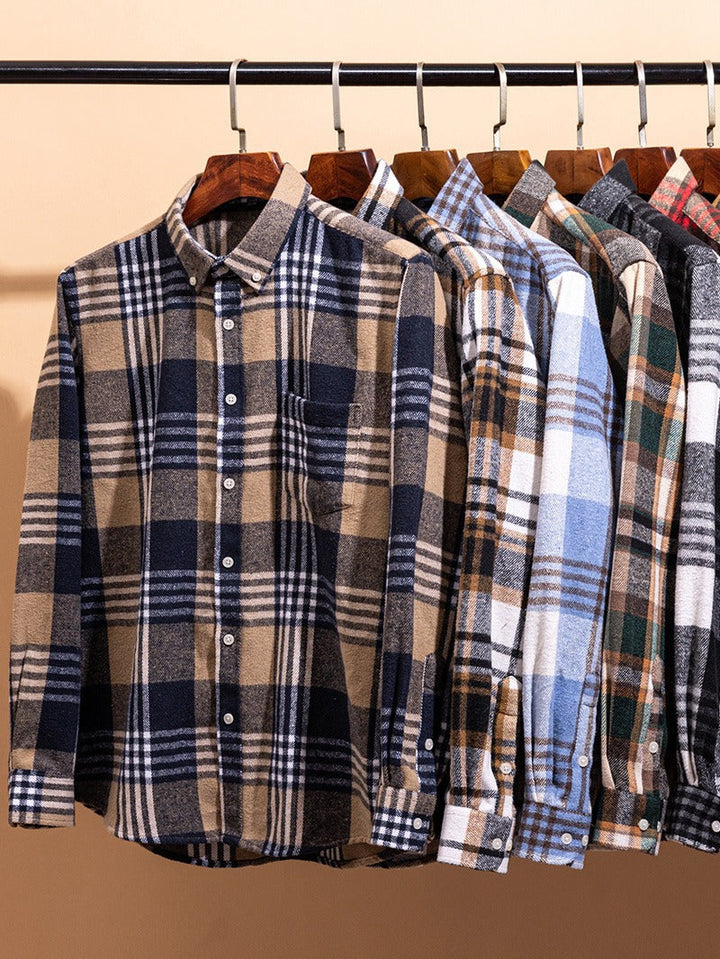 Kasner - Camisa De Algodón a Cuadros De Manga Larga