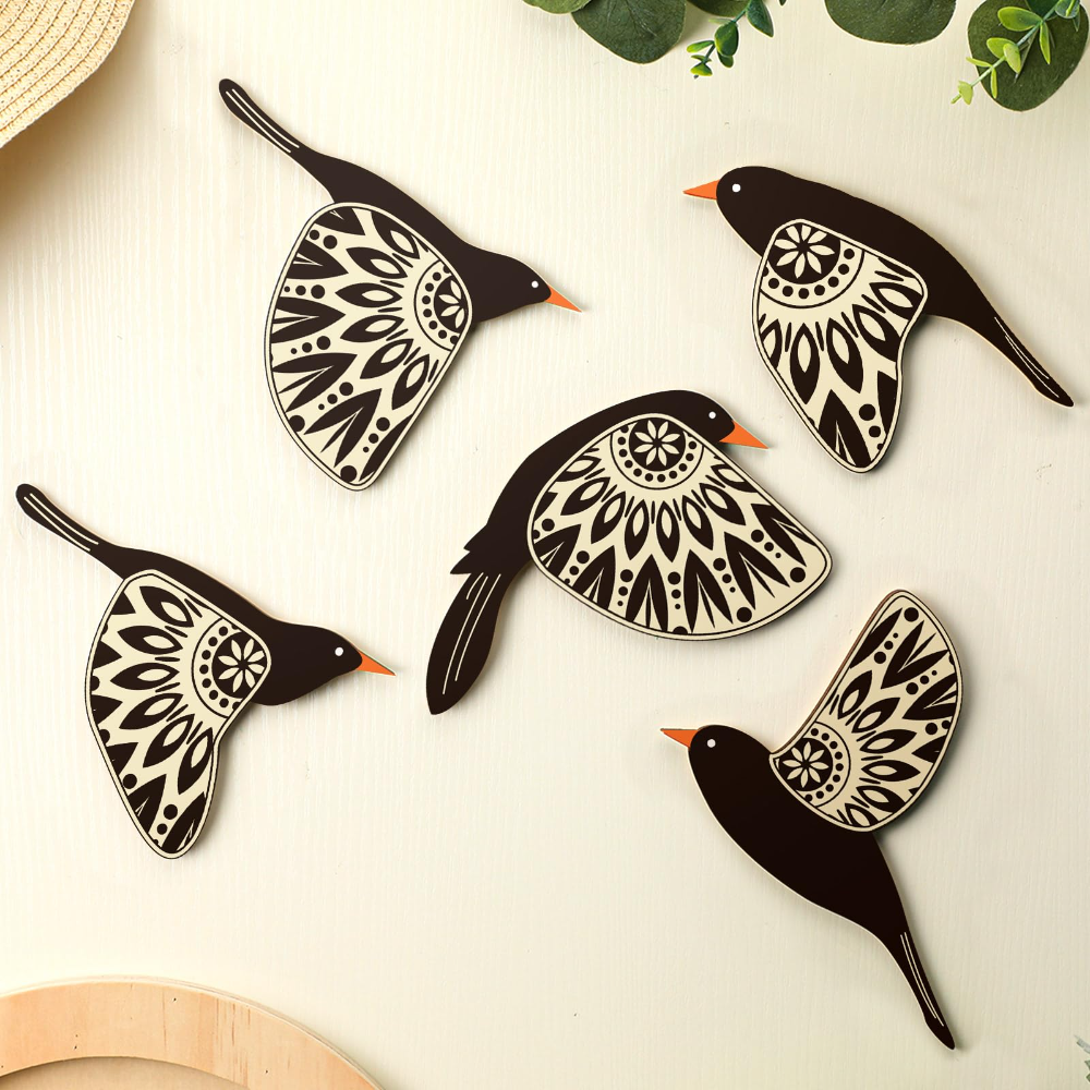 WoodCraft - Decoración de Pared con Pájaros Voladores de Madera