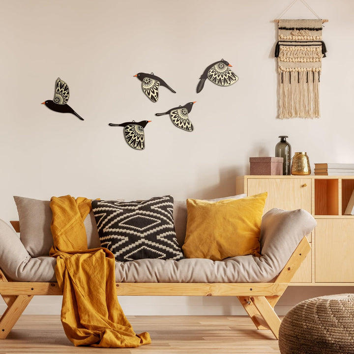 WoodCraft - Decoración de Pared con Pájaros Voladores de Madera