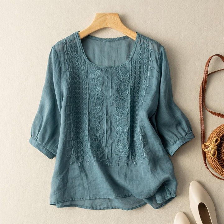 Litsa - Camisa Casual De Manga Corta