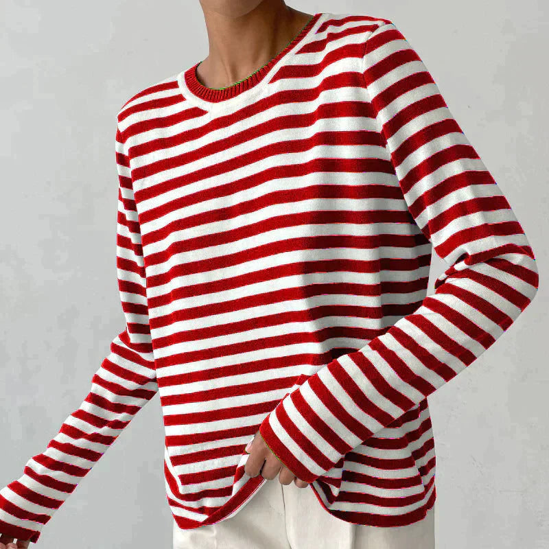 Quintina - Elegante Jersey De Manga Larga Con Diseño De Rayas