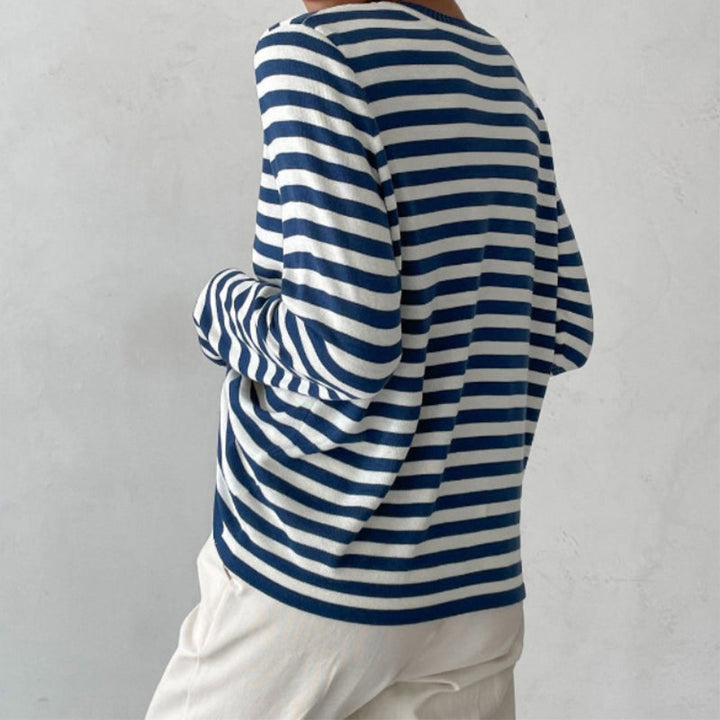 Quintina - Elegante Jersey De Manga Larga Con Diseño De Rayas