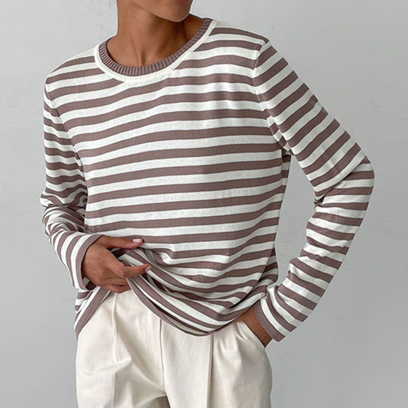 Quintina - Elegante Jersey De Manga Larga Con Diseño De Rayas