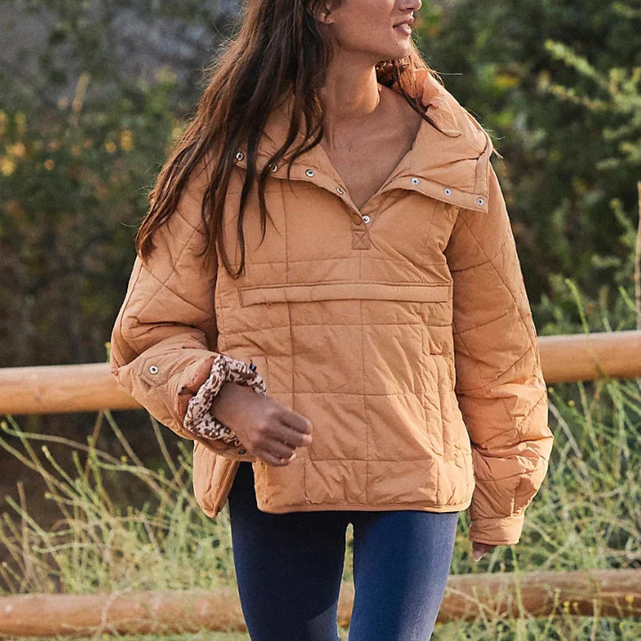 Merve - Elegante Manga Larga Puffer Chaqueta
