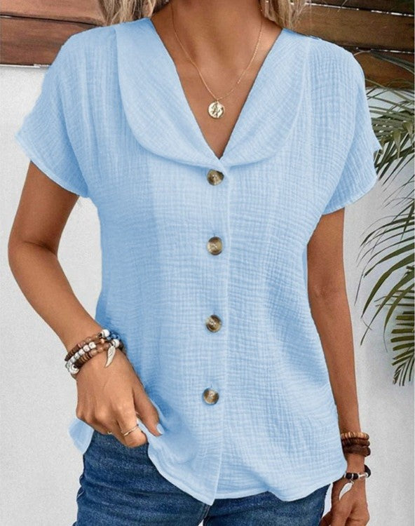 Anthousa - Top con Cuello y Botones