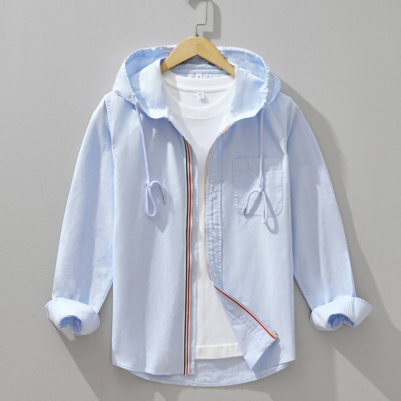 Vance - Camisa con Capucha y Cremallera de Lino