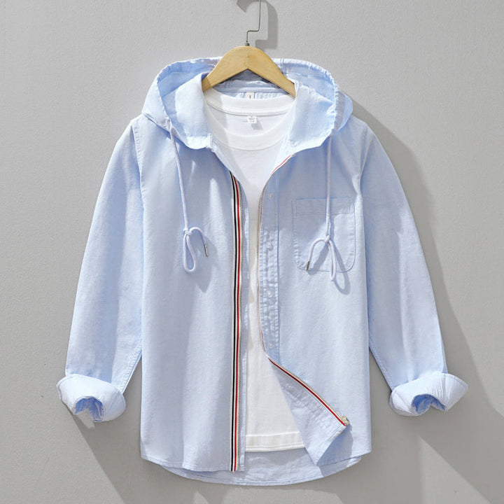 Vance - Camisa con Capucha y Cremallera de Lino