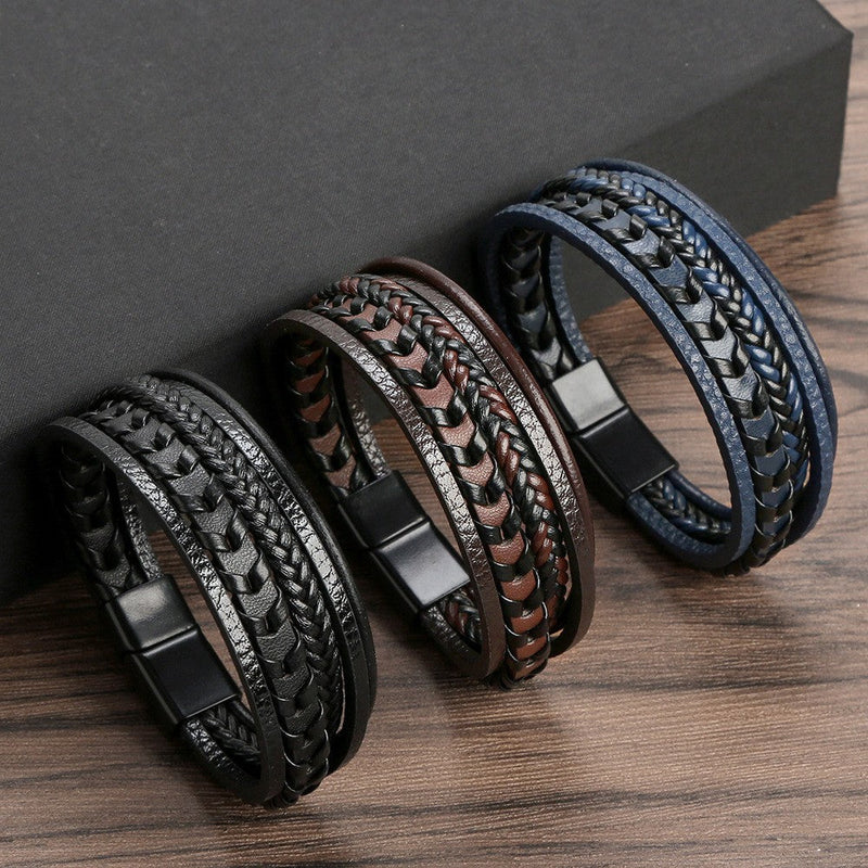 RuneCraft - Pulsera Vikinga Trenzada de Cuero