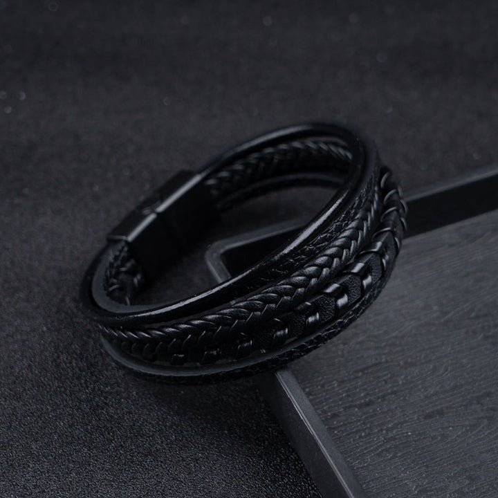 RuneCraft - Pulsera Vikinga Trenzada de Cuero
