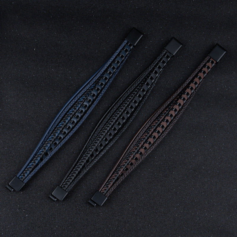 RuneCraft - Pulsera Vikinga Trenzada de Cuero