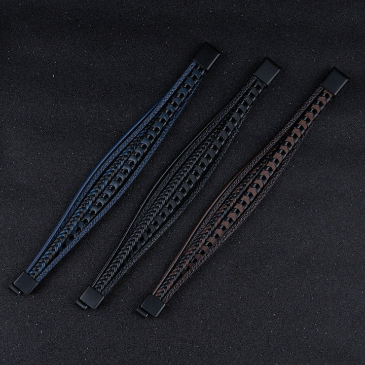 RuneCraft - Pulsera Vikinga Trenzada de Cuero