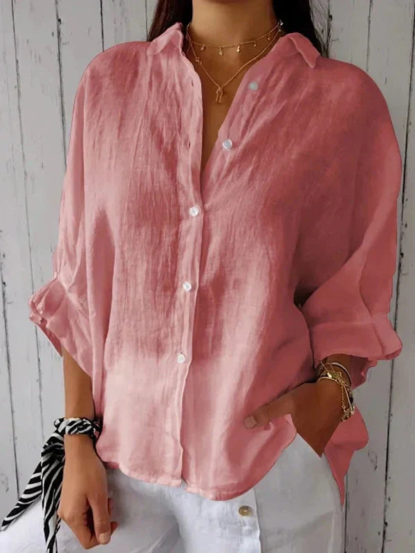 Aelita - Camisa Informal de Algodón y Lino