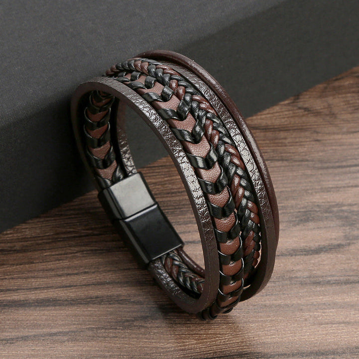 RuneCraft - Pulsera Vikinga Trenzada de Cuero