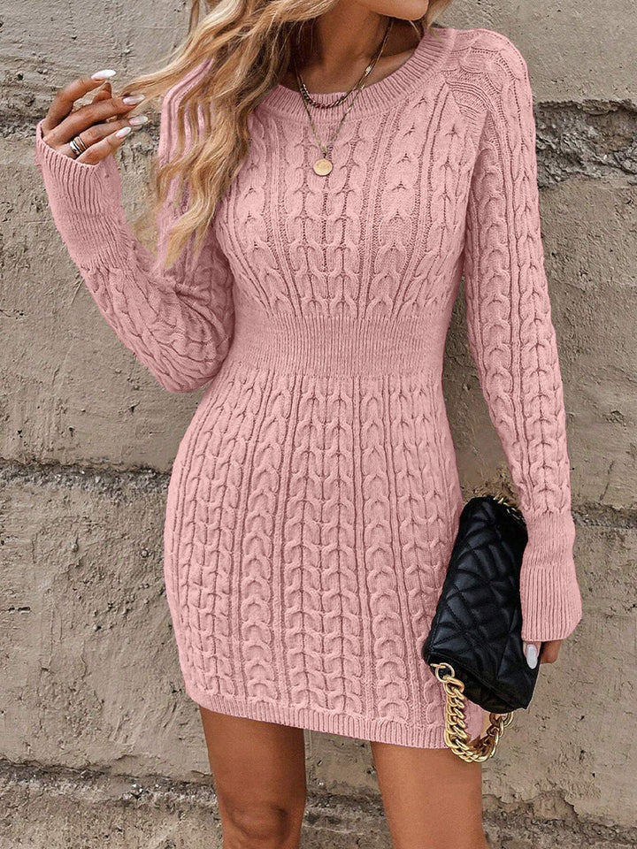 Oriah - Vestido de Punto Trenzado Con Cuello Redondo