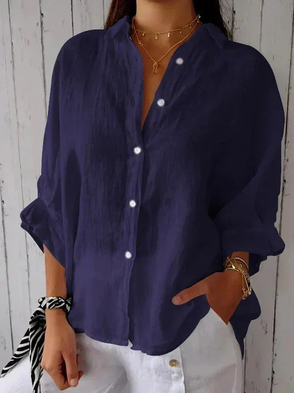 Aelita - Camisa Informal de Algodón y Lino