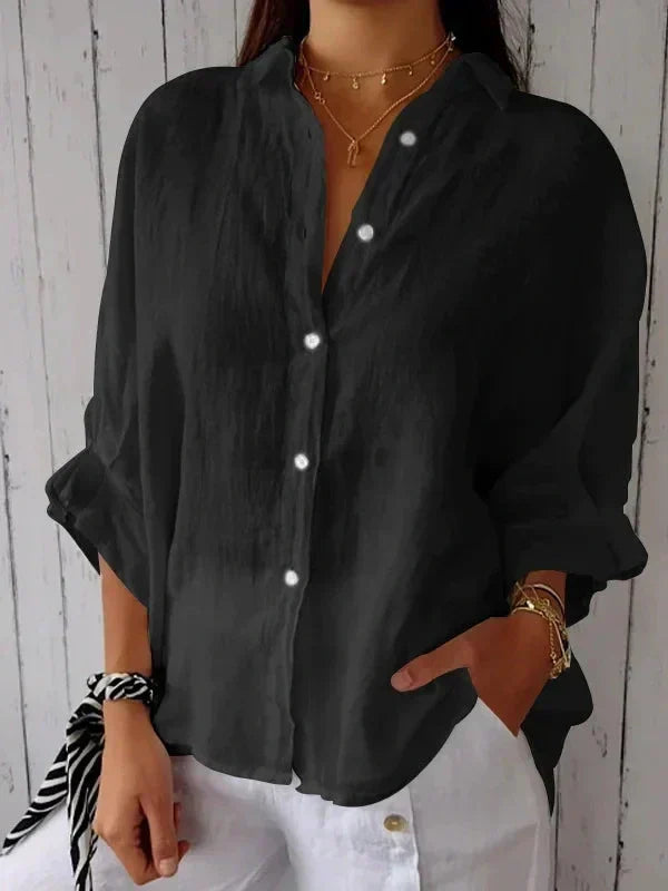 Aelita - Camisa Informal de Algodón y Lino