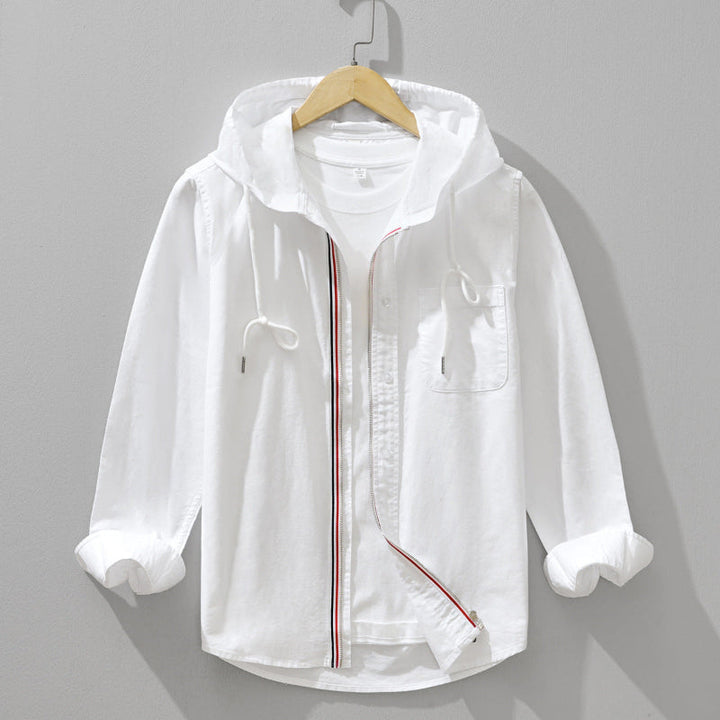 Vance - Camisa con Capucha y Cremallera de Lino