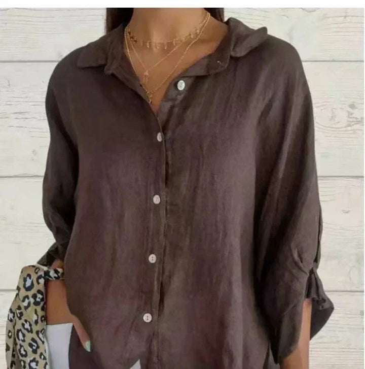 Aelita - Camisa Informal de Algodón y Lino