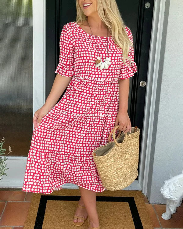 Blythea - Elegante Vestido Midi De Manga Corta