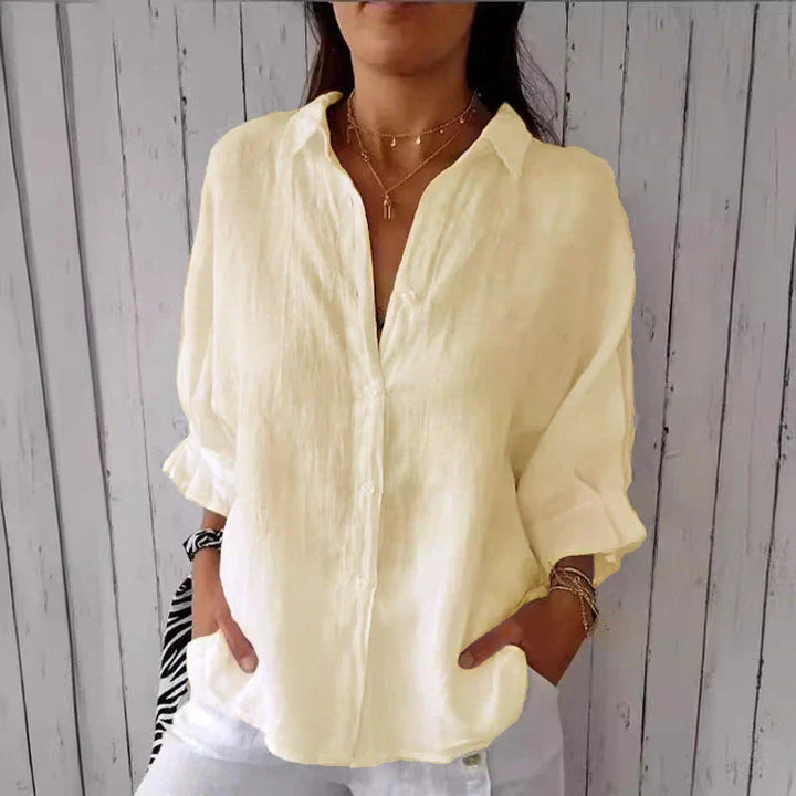 Aelita - Camisa Informal de Algodón y Lino