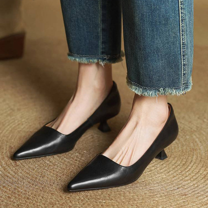 Samra - Zapatos de Tacón de Piel Auténtica