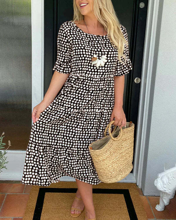 Blythea - Elegante Vestido Midi De Manga Corta