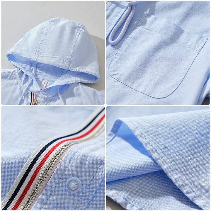 Vance - Camisa con Capucha y Cremallera de Lino