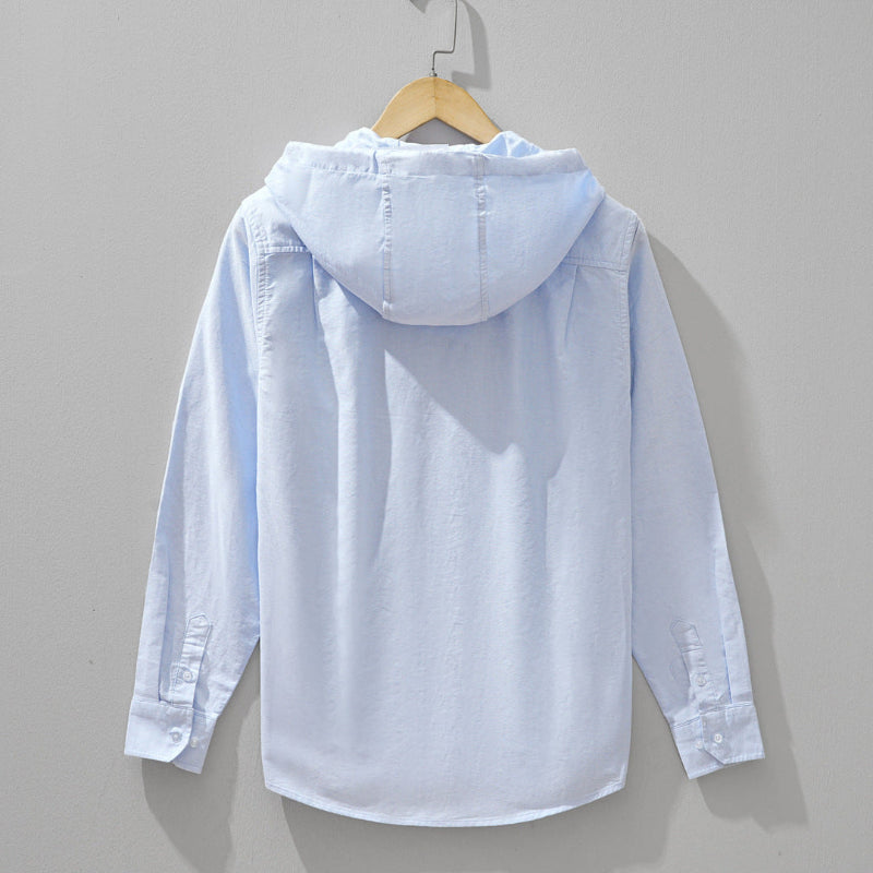 Vance - Camisa con Capucha y Cremallera de Lino