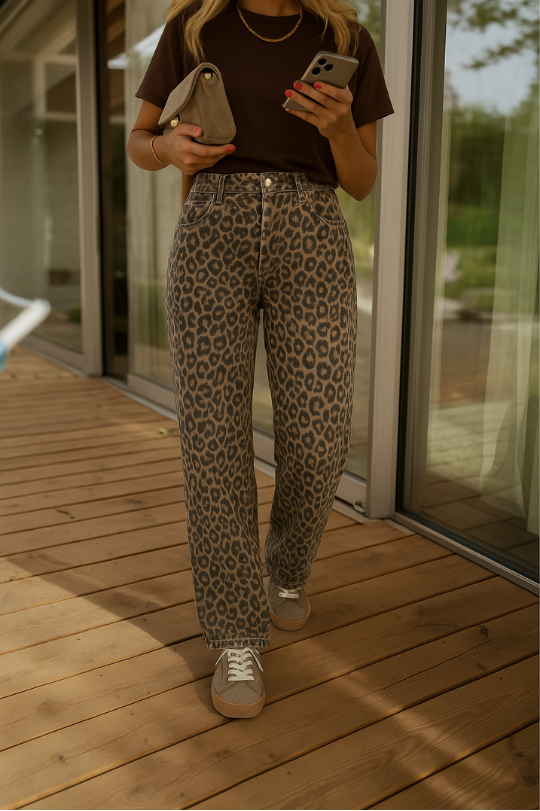 Kinga - Pantalones Harem Con Estampado De Leopardo