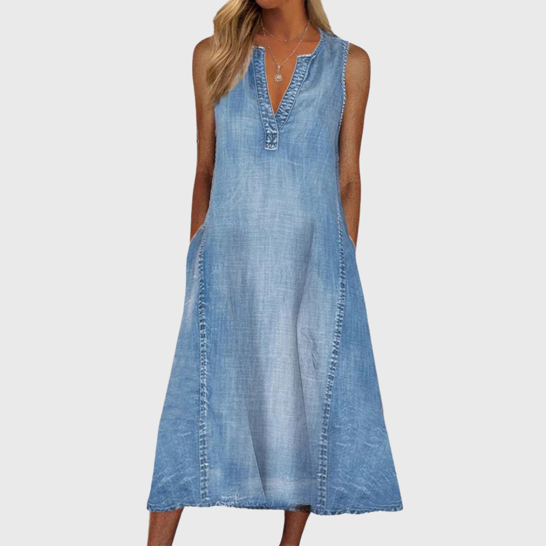 Renia - Vestido Cómodo de Denim