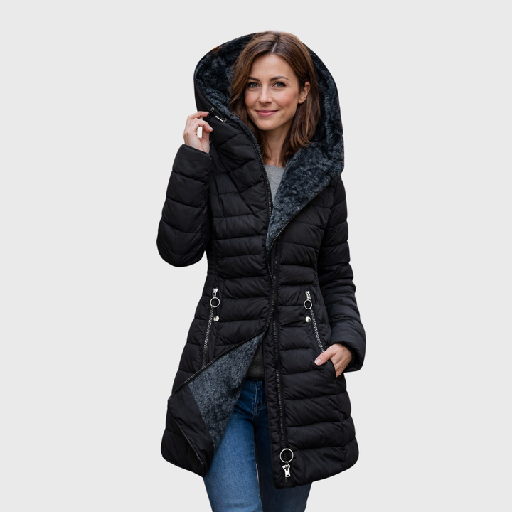 Ruchmira - Abrigo Acolchado Impermeable Con Capucha y Forro Polar