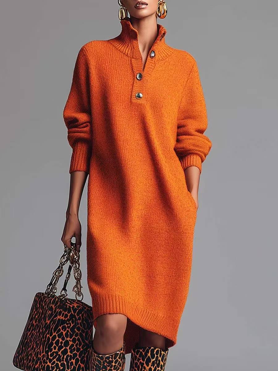 Perona - Elegante Vestido De Punto Con Botones