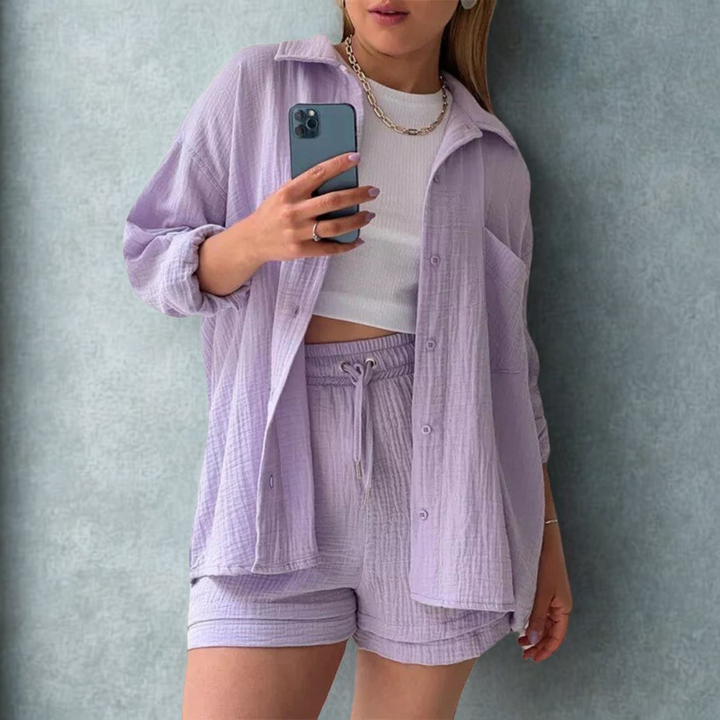 Katelyn - Conjunto De Dos Piezas Compuesto Por Camisa Y Pantalón Corto De Algodón