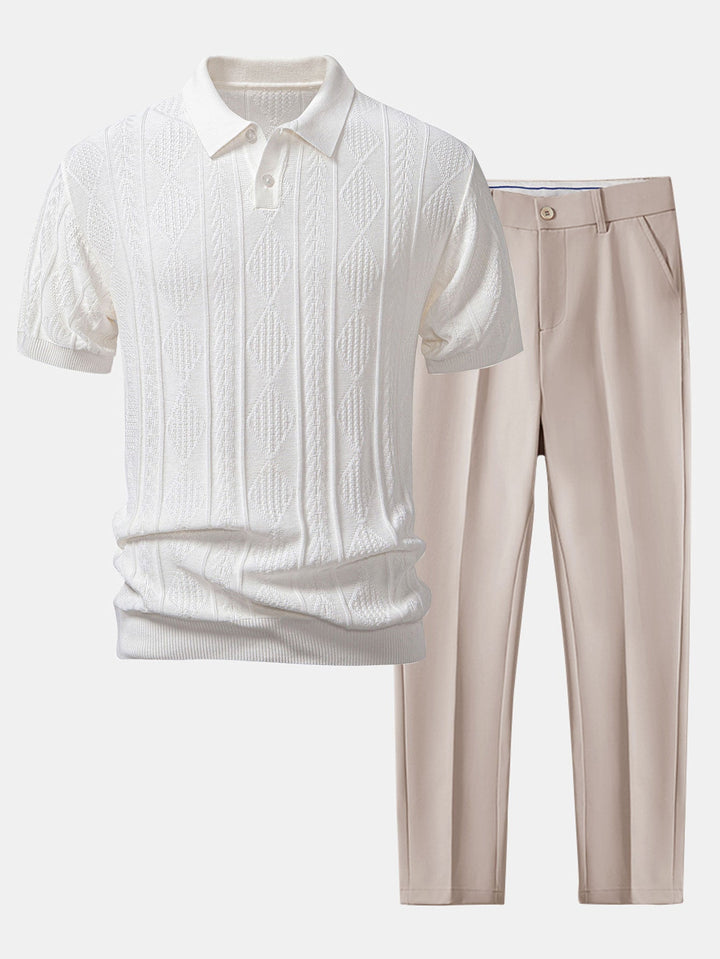 Henson - Polo De Punto Jacquard Geométrico y Pantalones Ajuste Entallado