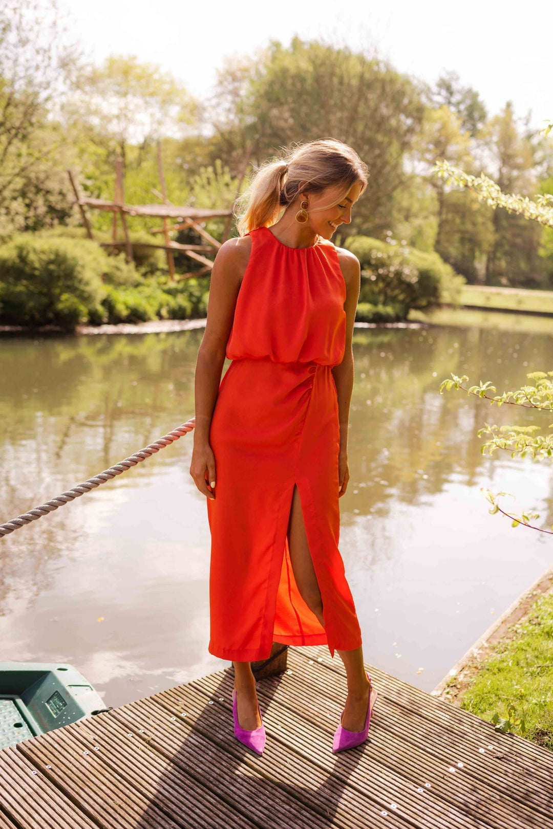 Beulah - Vestido Midi Sin Mangas A La Ultima