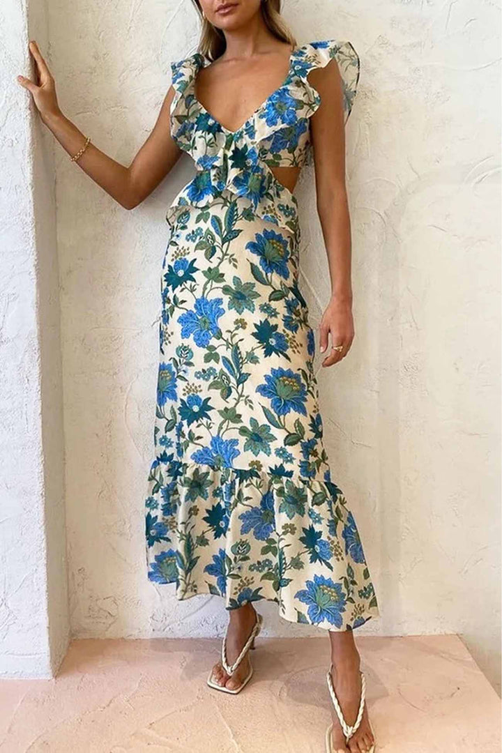 Braelynn - Elegante Vestido Largo Sin Mangas Con Volantes