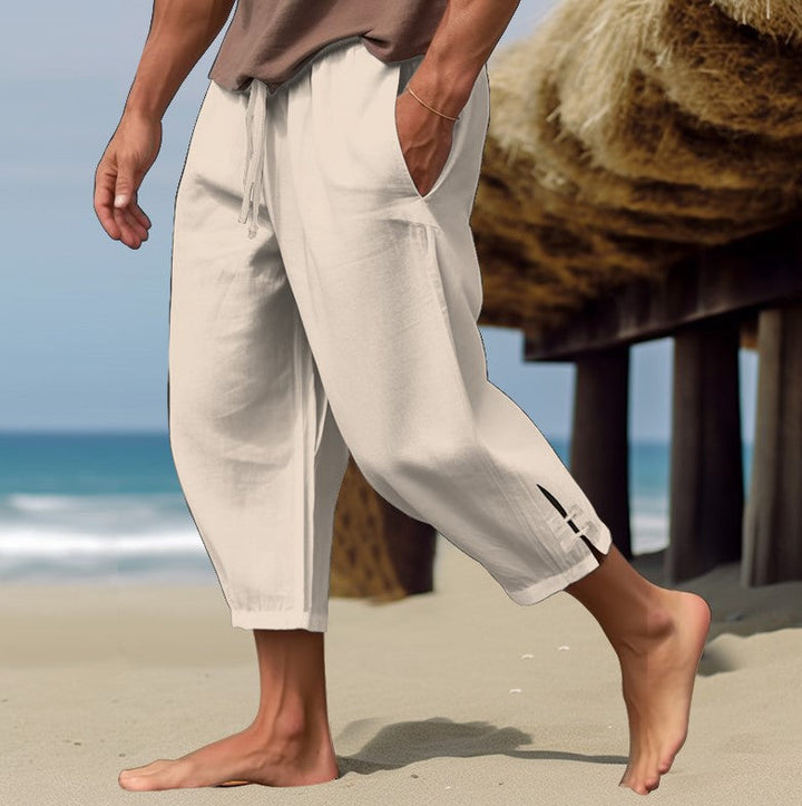 Erich - Pantalones Cómodos De Lino Con Cintura Elástica Para El Verano