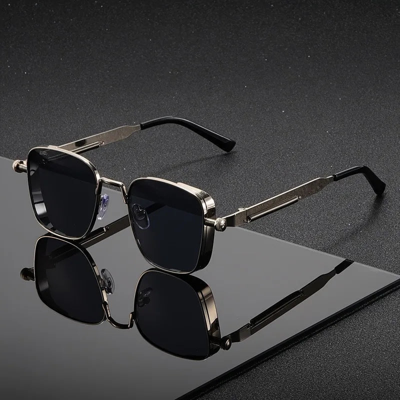 Modernglare - Gafas De Sol Cuadradas De Estilo Steampunk
