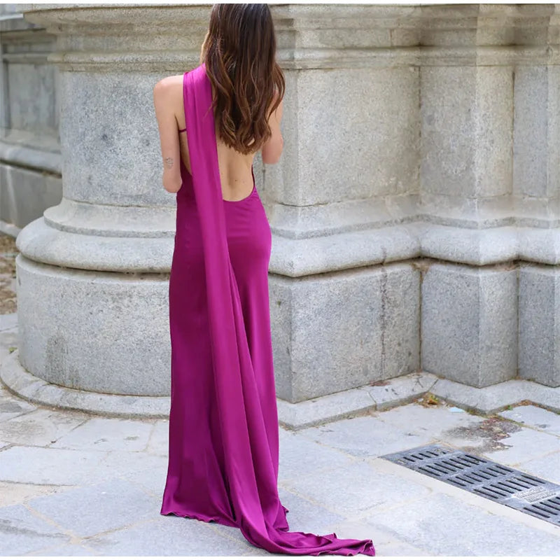 Lucila - Cuello Halter Vestido Largo