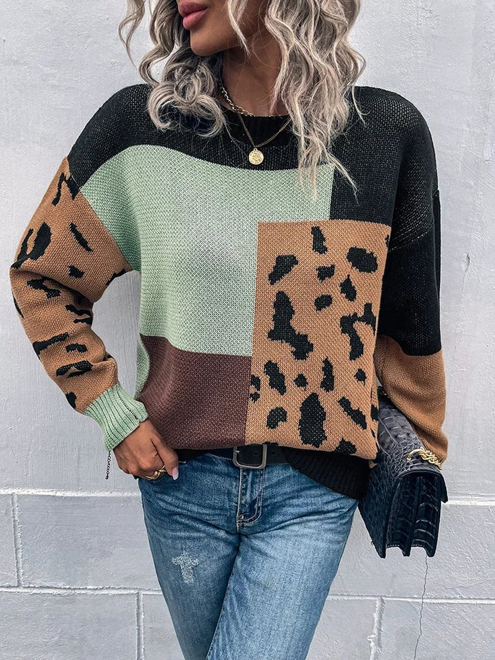 Irmgard - Jersey Vinagre Con Parche De Leopardo