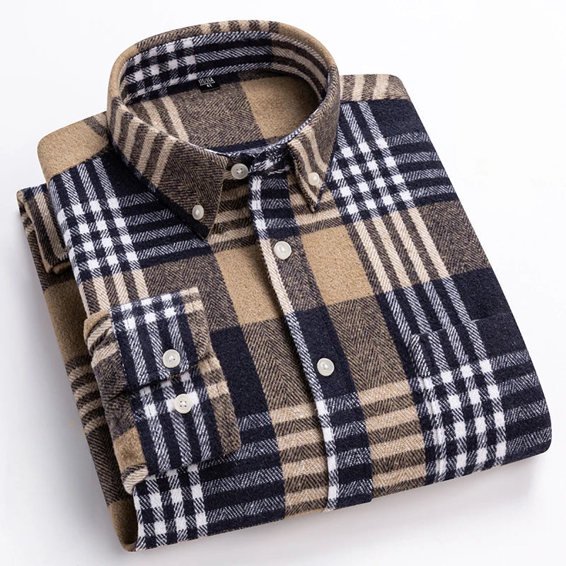 Kasner - Camisa De Algodón a Cuadros De Manga Larga
