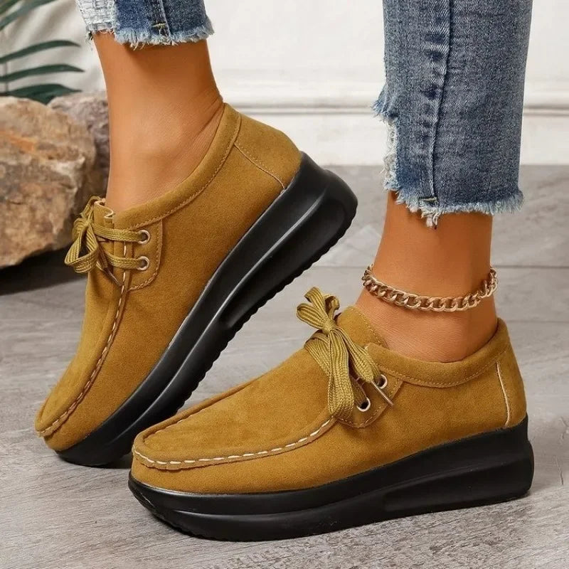 Tonja - Zapatos De Ante Con Cordones y Suela Antideslizante